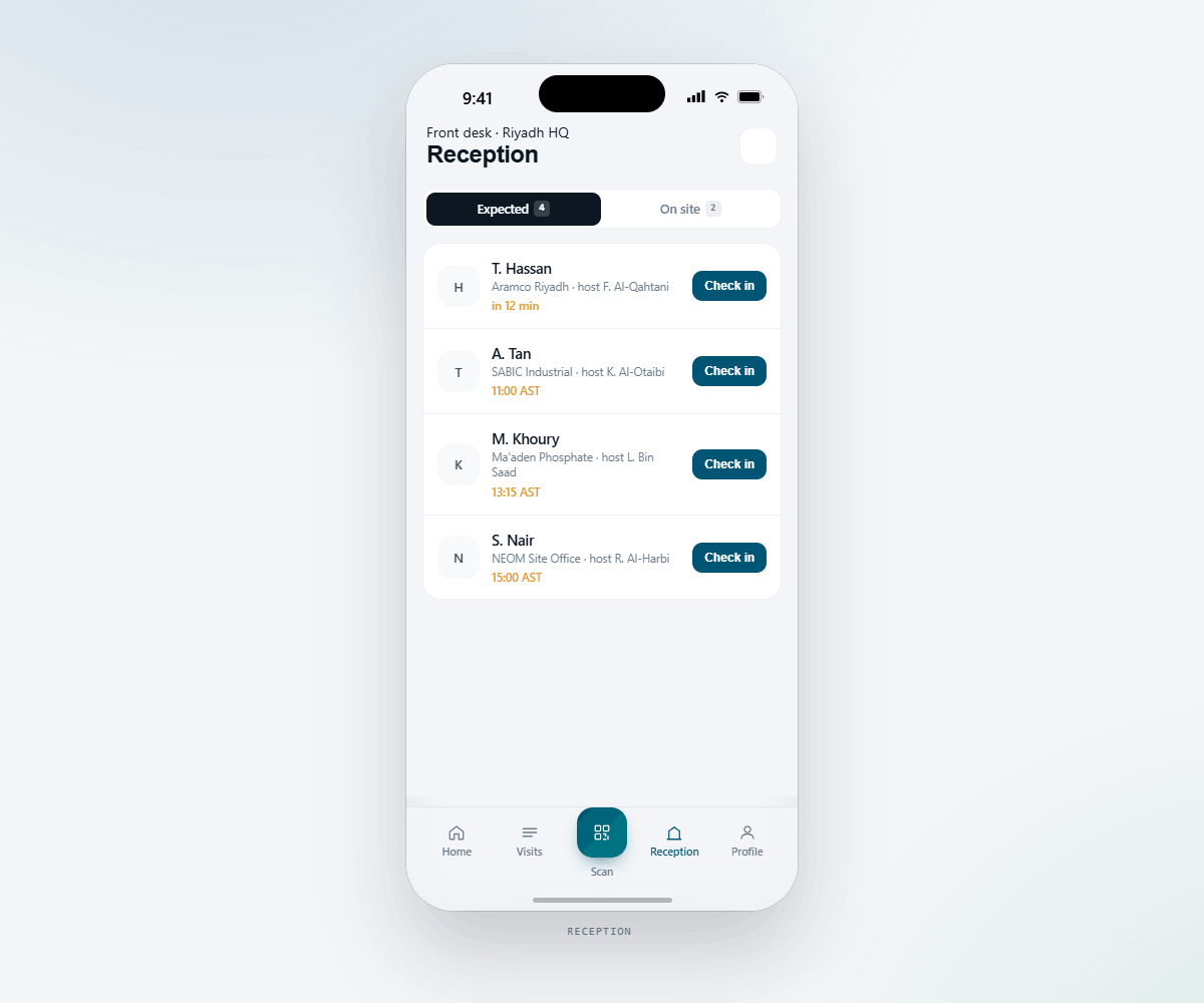 Weselt mobile — Reception console